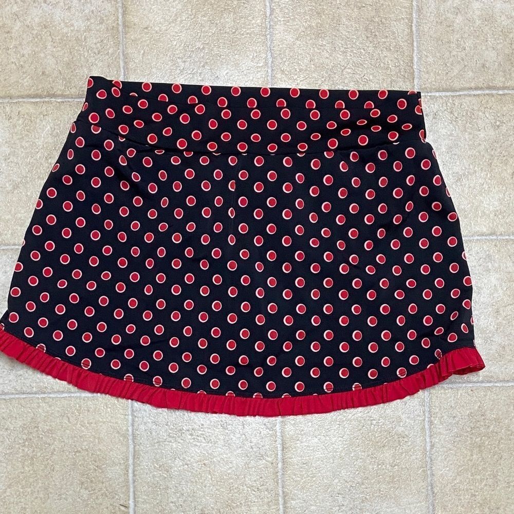 Venus Chic Black and Red Polka Dot Mini Skirt & Shirt Size 8